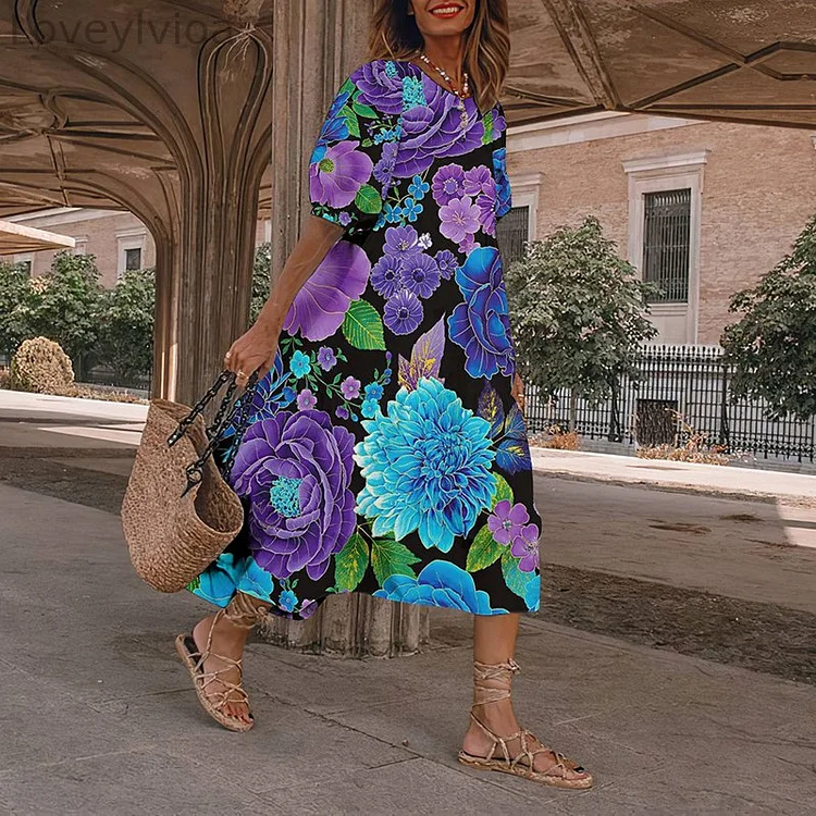 Utopia Florals Art And Spring Midi Dress
