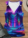 Unisex Colorful Fluorescent Waterfall Abstract Print Design T-Shirt
