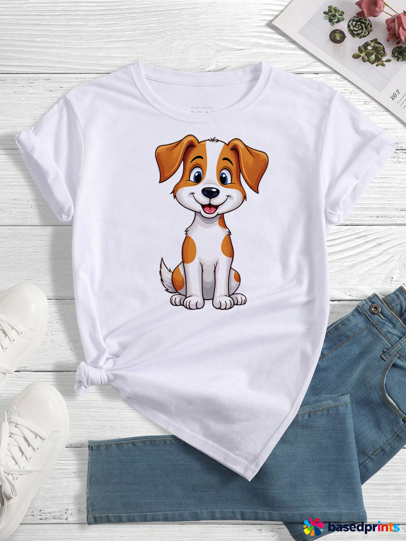 Cute Cartoon Dog Print T-Shirt Women Summer Casual Short Sleeve Tops