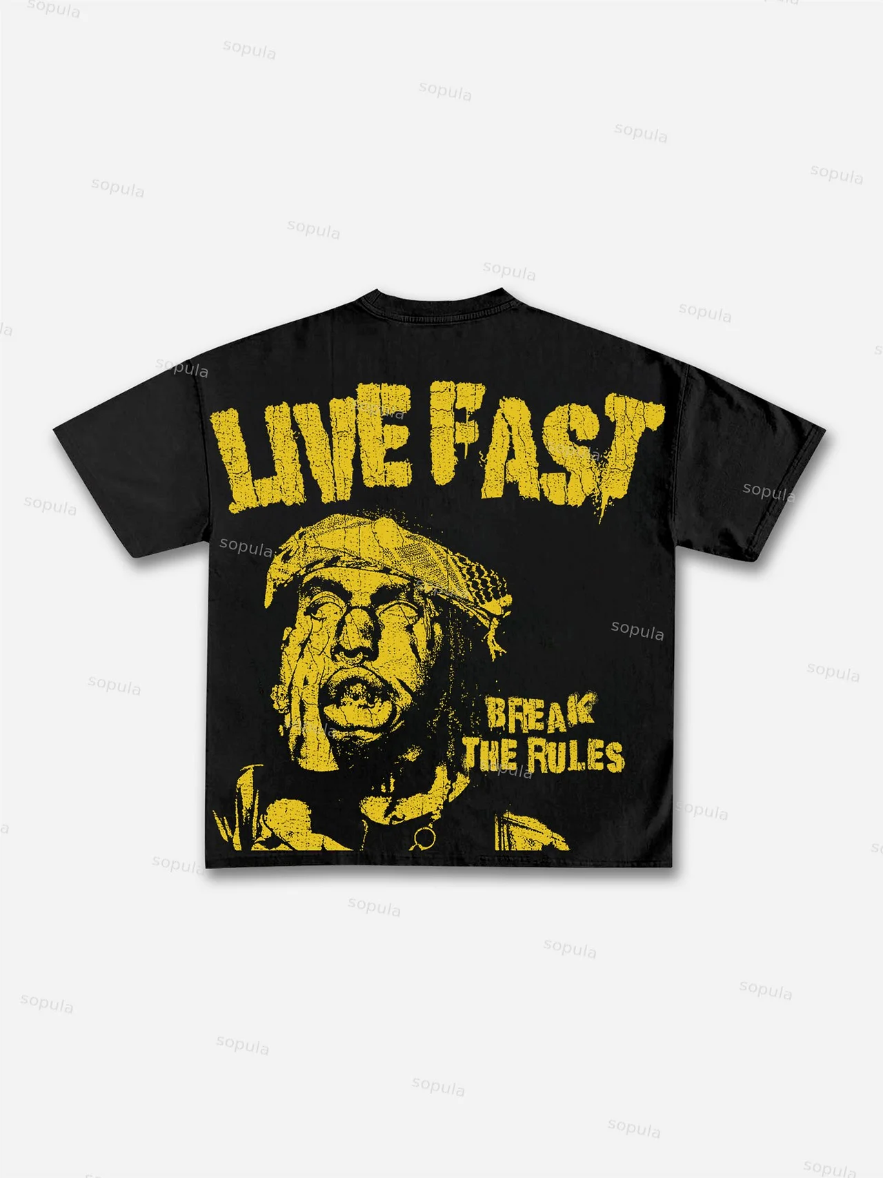 Live Fast Crazy Boy Print Cotton T-shirt