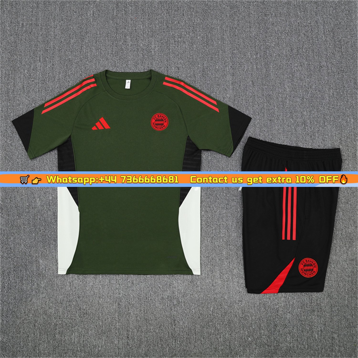 Bayern Munich 25-26 Short-Sleeve Training Set - Green Top & Black shorts