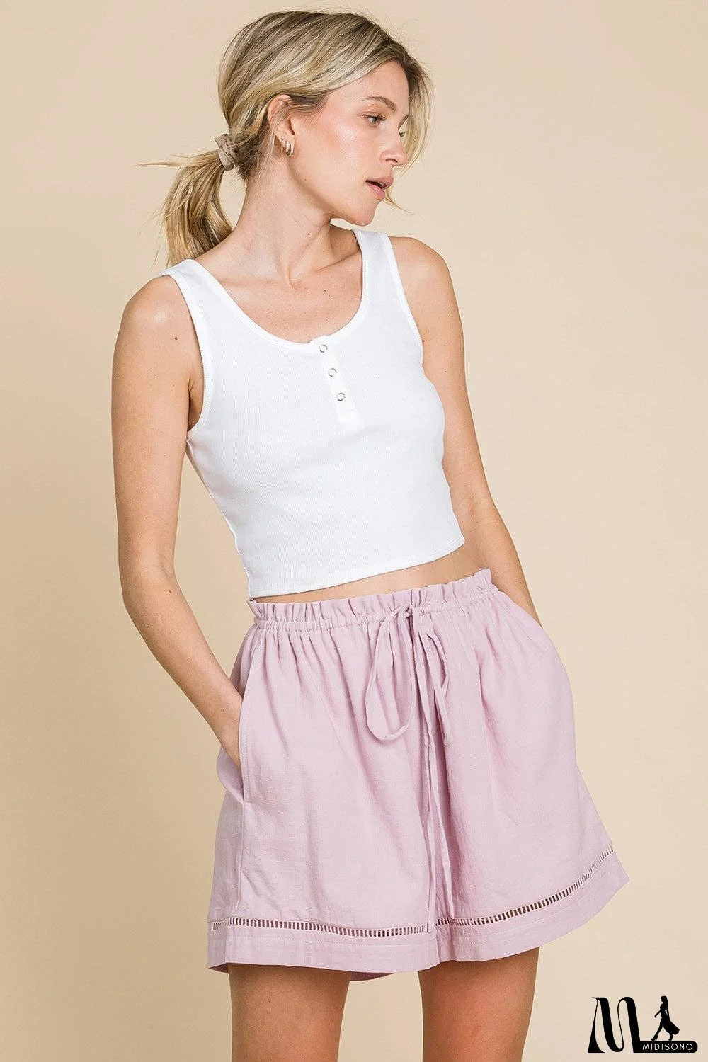 Cotton Bleu by Nu Lab High Waist Drawstring Shorts