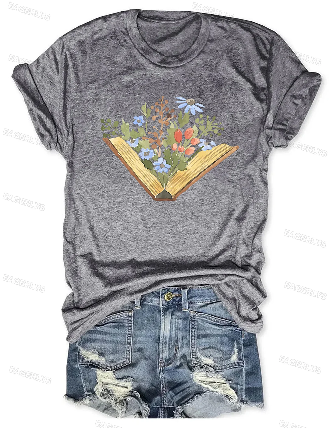 Eagerlys Wildflowers Book T-shirt Eagerlys