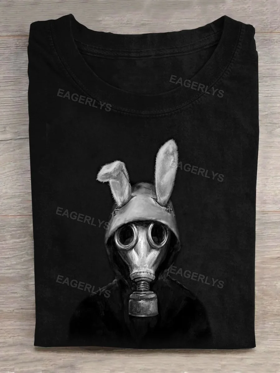 Eagerlys The Hooded Rabbit Wearing Gas Mask T-shirt Eagerlys