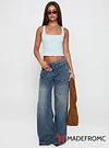 Paltrow Mid Rise Wide Leg Cargo Jeans Mid Blue Wash