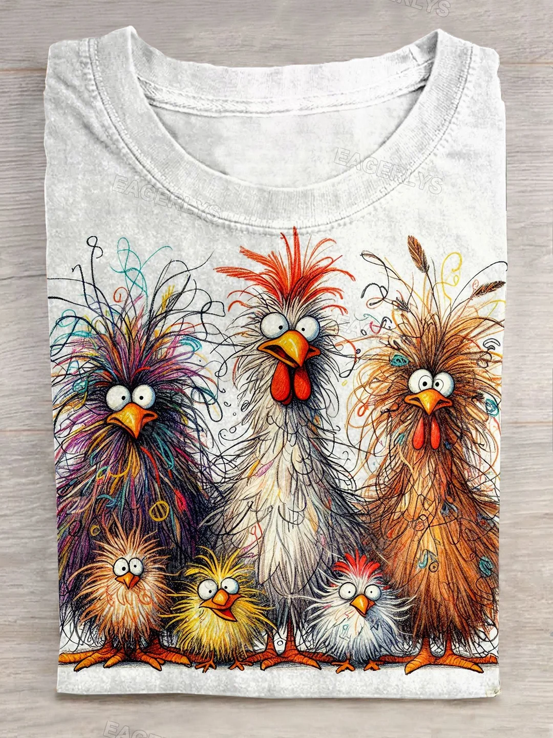 Funny Chicken Art Pritn Casual Short Sleeve T-shirt Eagerlys