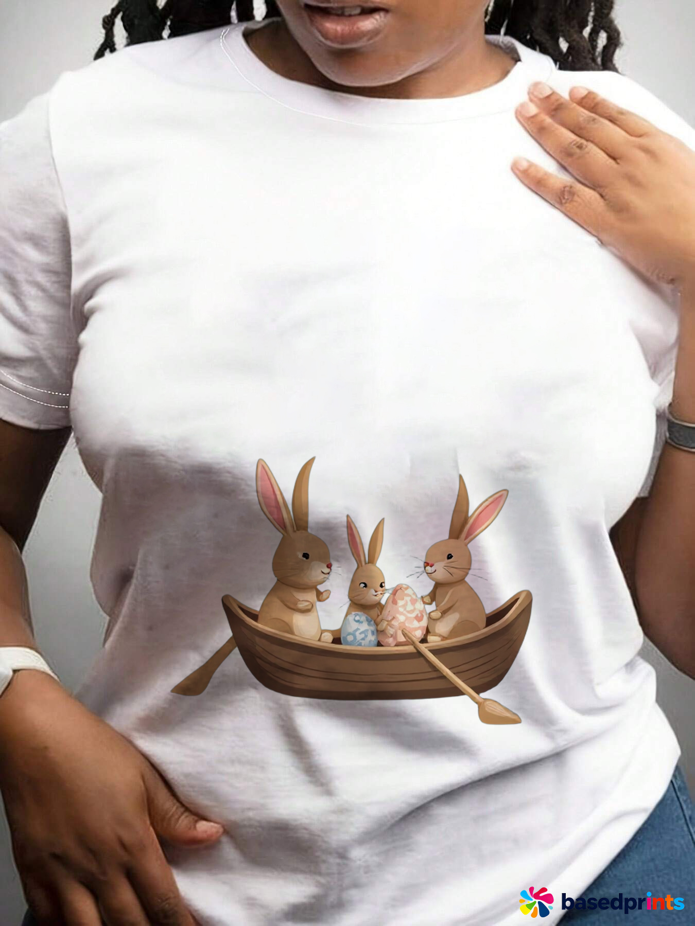 Easter Bunny Boat T-Shirt Cute Animal Print Tee
