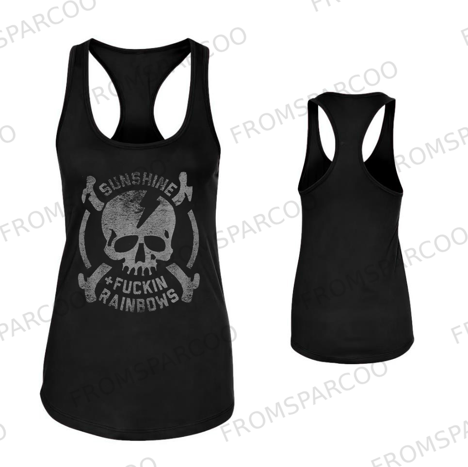 Sunshine Rainbows Skull Printed Women's Tank