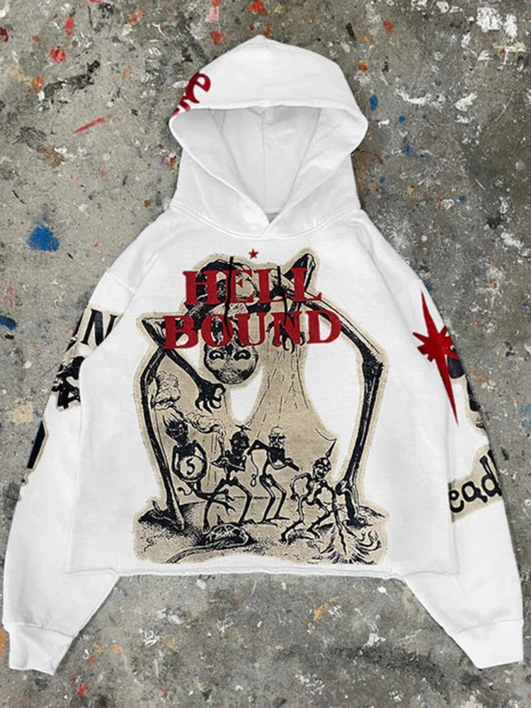 Sopula Punk Mummy Vintage Graphic Oversized Hoodie - Sopula
