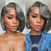 Salt and Pepper Grey Glueless Wavy Bob Hair Wig