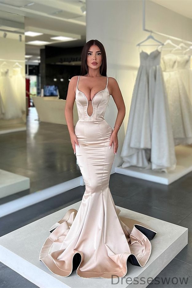 Dresseswow Spaghetti-Straps Sleeveless Mermaid Long Prom Dress On Sale