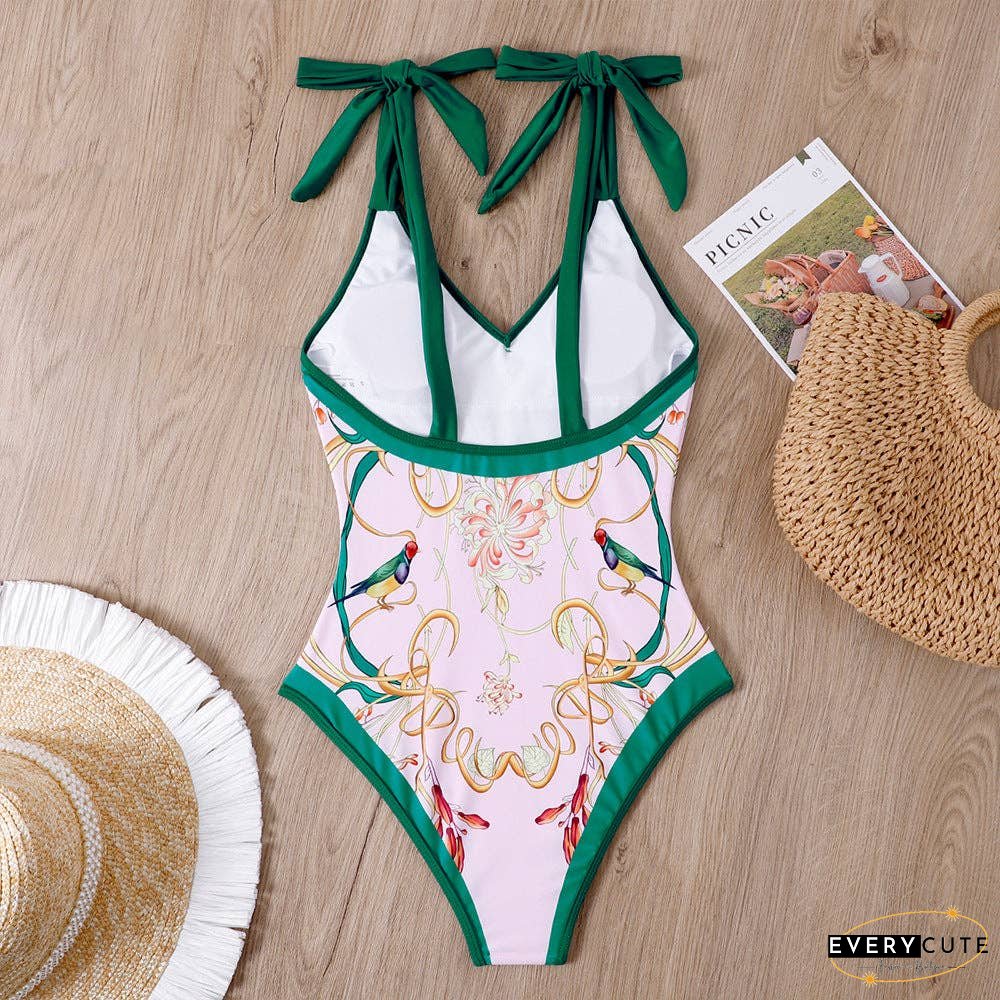 Ladies Strape Shoulder Print One Piece Swimwear SKSW40080T