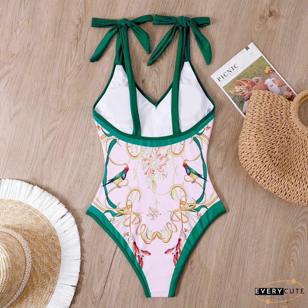 Ladies Strape Shoulder Print One Piece Swimwear SKSW40080T