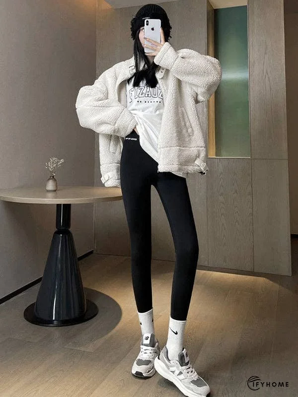 Casual Skinny Leg Keep Warm Solid Color Leggings | IFYHOME