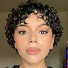 Glueless Fluffy Pixie Cut Short Curly Hair Wigs With Bangs 