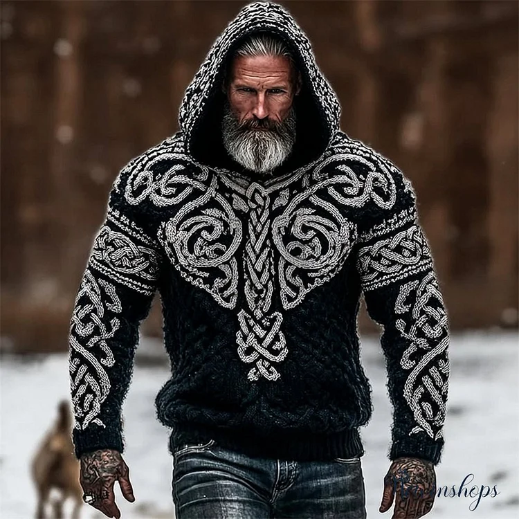 Viking Mythology Totem Art Men's Hooded Sweater