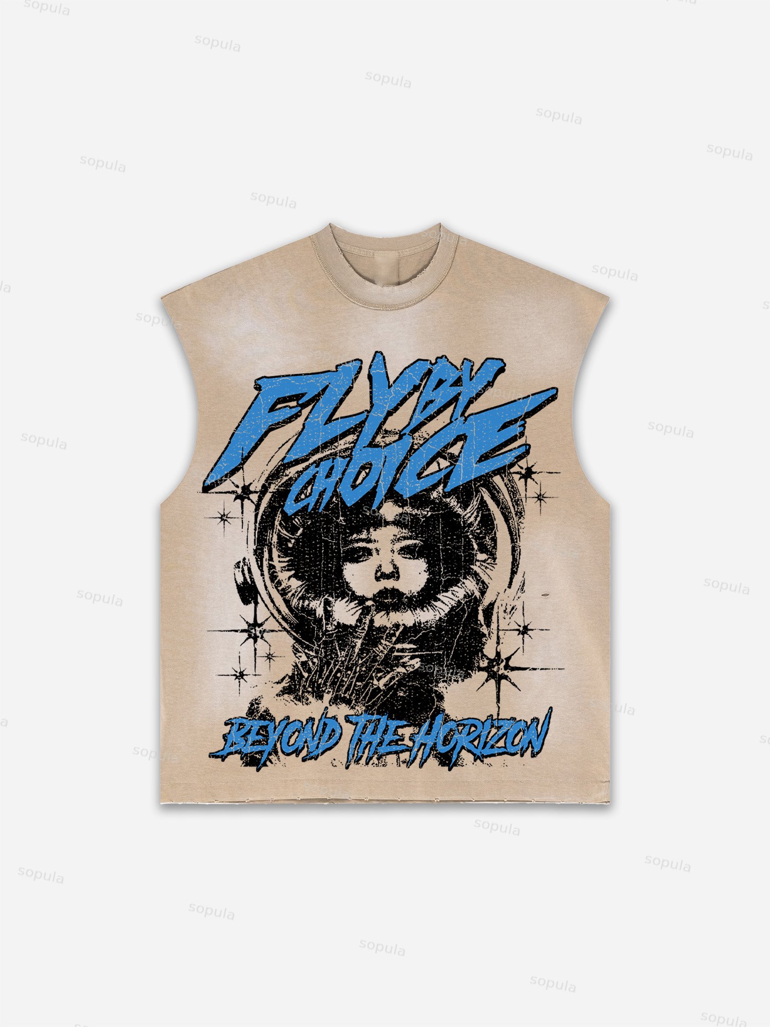 Fly By Choice Print Distressed Tank Top