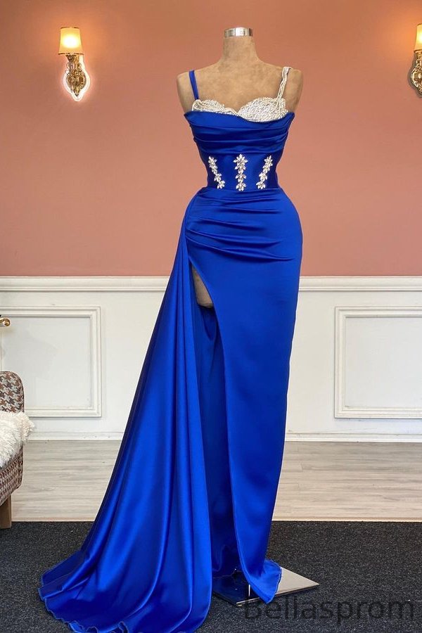 Bellasprom Royal Blue Sweetheart Mermaid Prom Dress Beadings With Ruffles Bellasprom