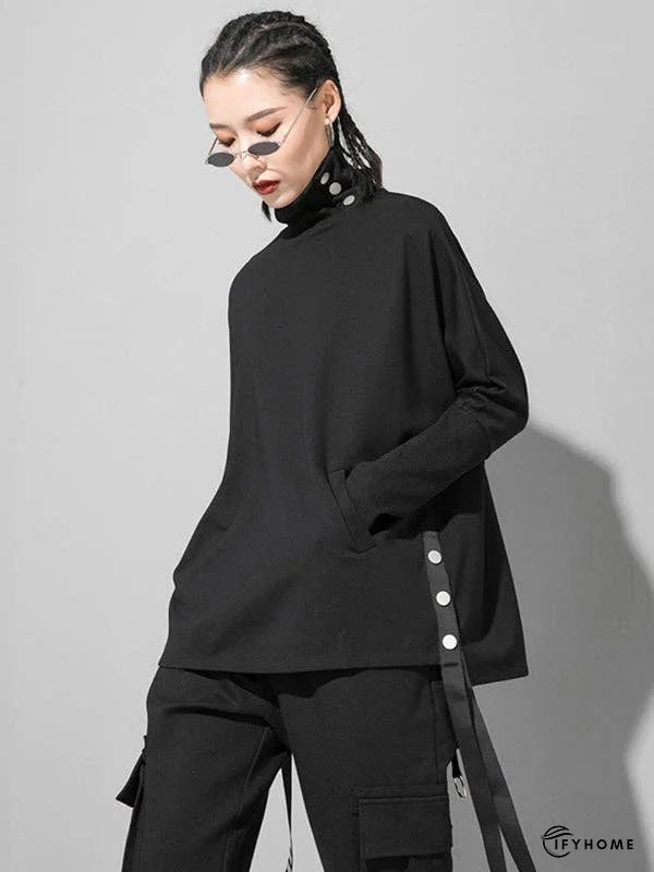 Original Solid Stand Collar T-Shirts Tops | IFYHOME