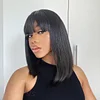 Brown Brazilian Straight Hair BOB Wigs Lady Wig With Bangs