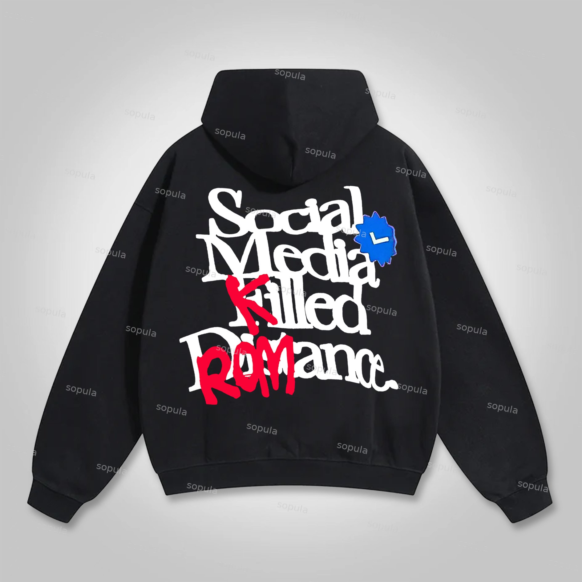 Sopula Social Media K*lled Romance Graphic Pocket Hoodie