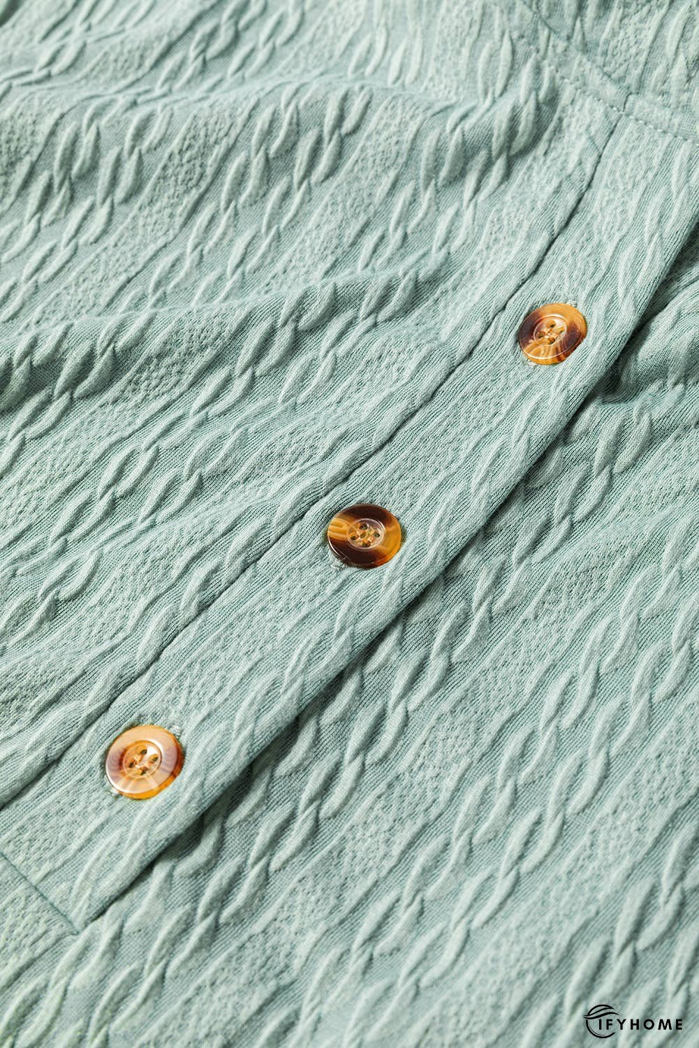 Button Front Textured Drawstring Hooded Top | IFYHOME