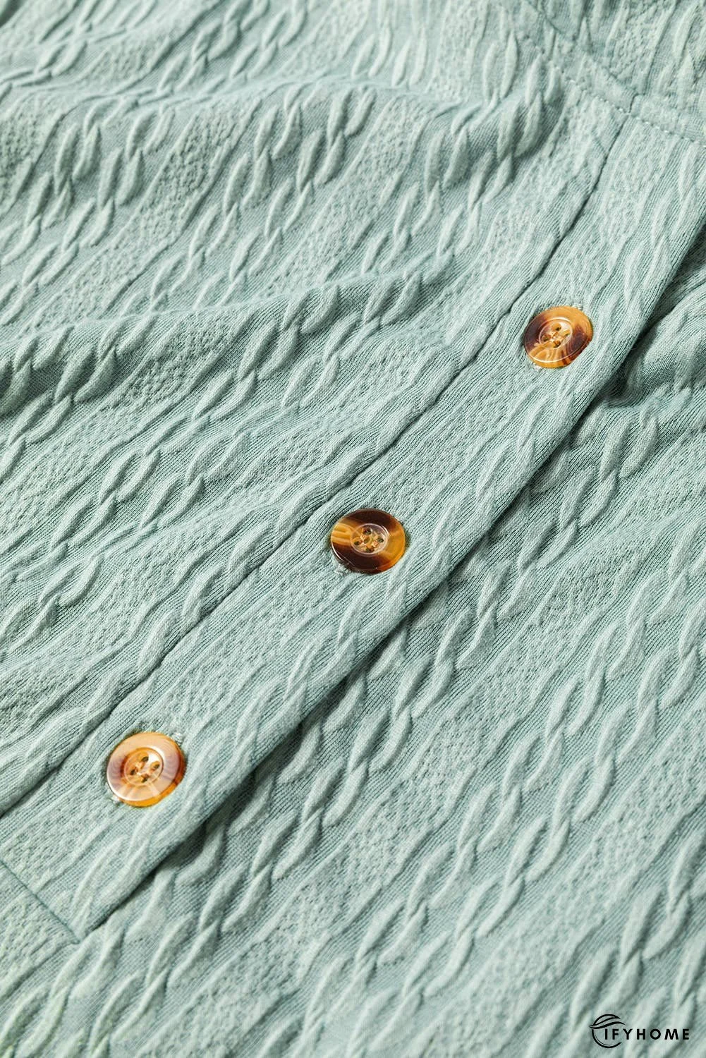 Button Front Textured Drawstring Hooded Top | IFYHOME