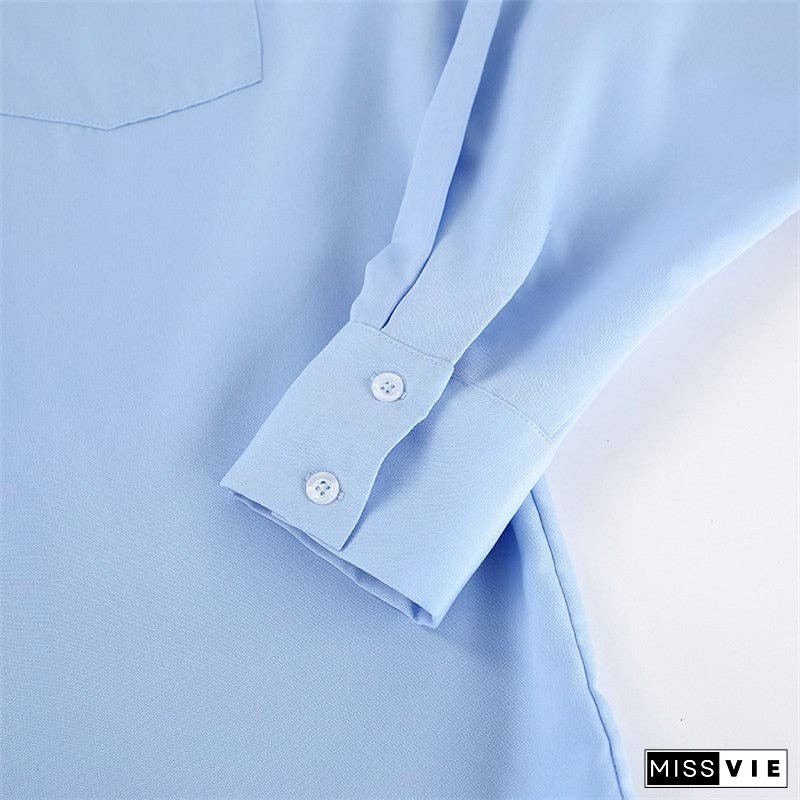 Casual Solid Color Shirt and Pants Ensemble