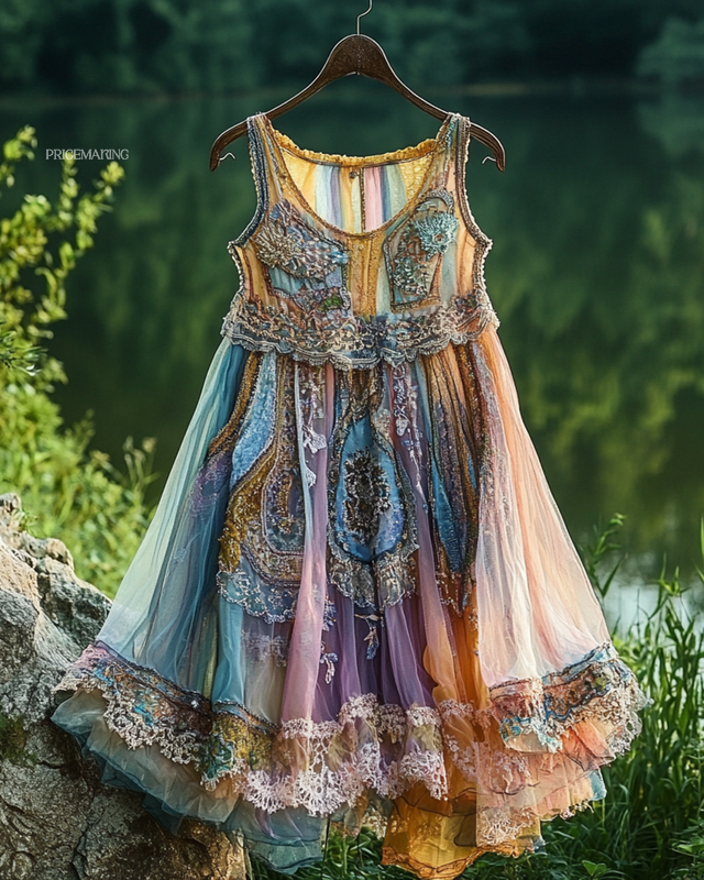 Summer Irregular Lace Patchwork BeadedRuffle Top 4a37