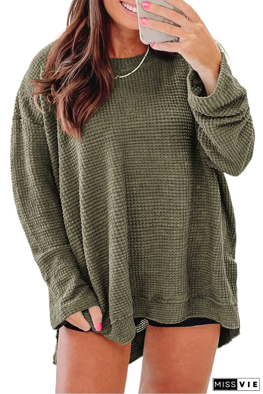 Textured Knit Long Sleeve Top Plus Size