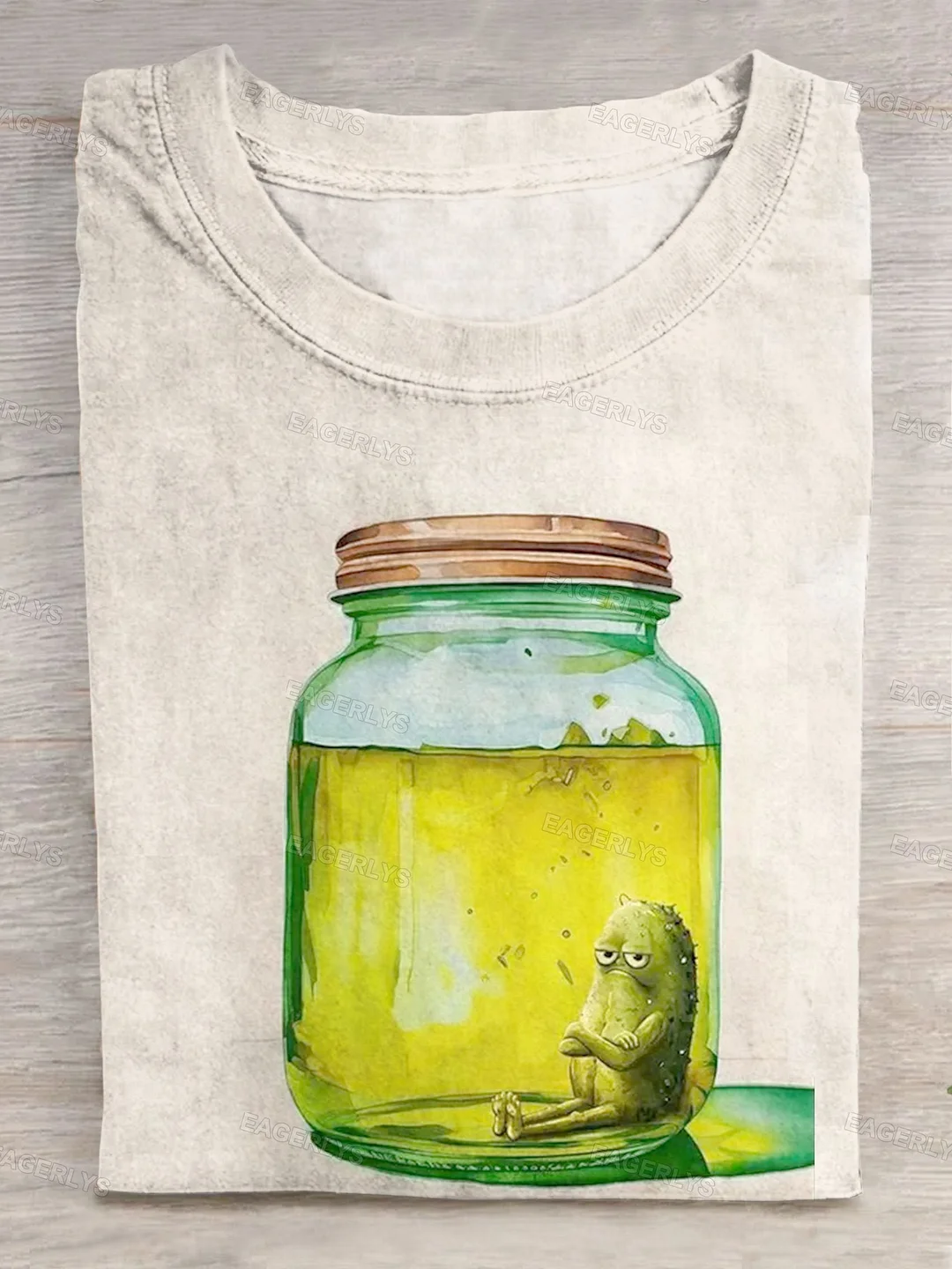 Funny Pickle Watercolor Art Print Casual T-shirt Eagerlys