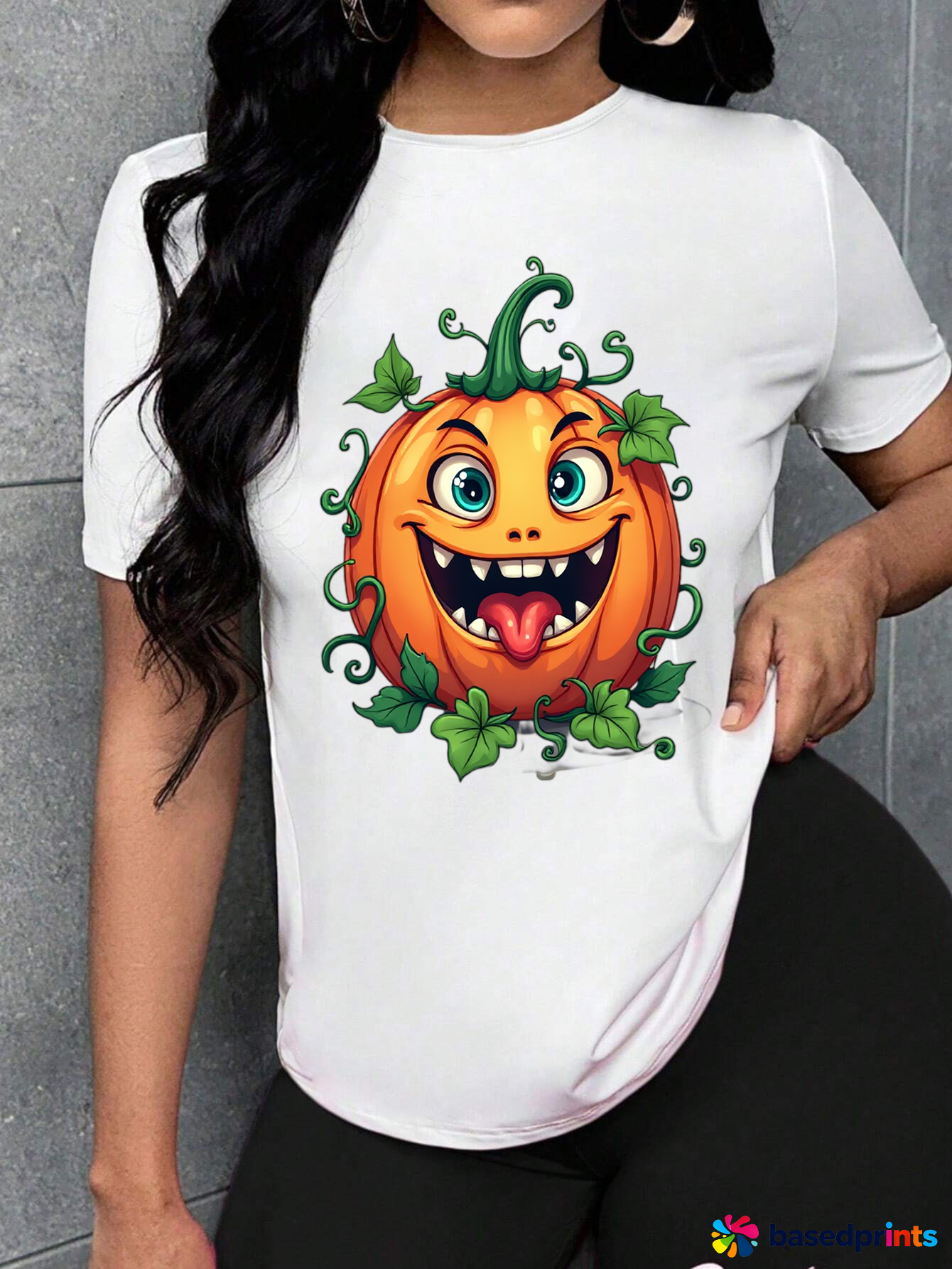 Halloween Pumpkin T-Shirt Women Funny Cute Pumpkin Tee