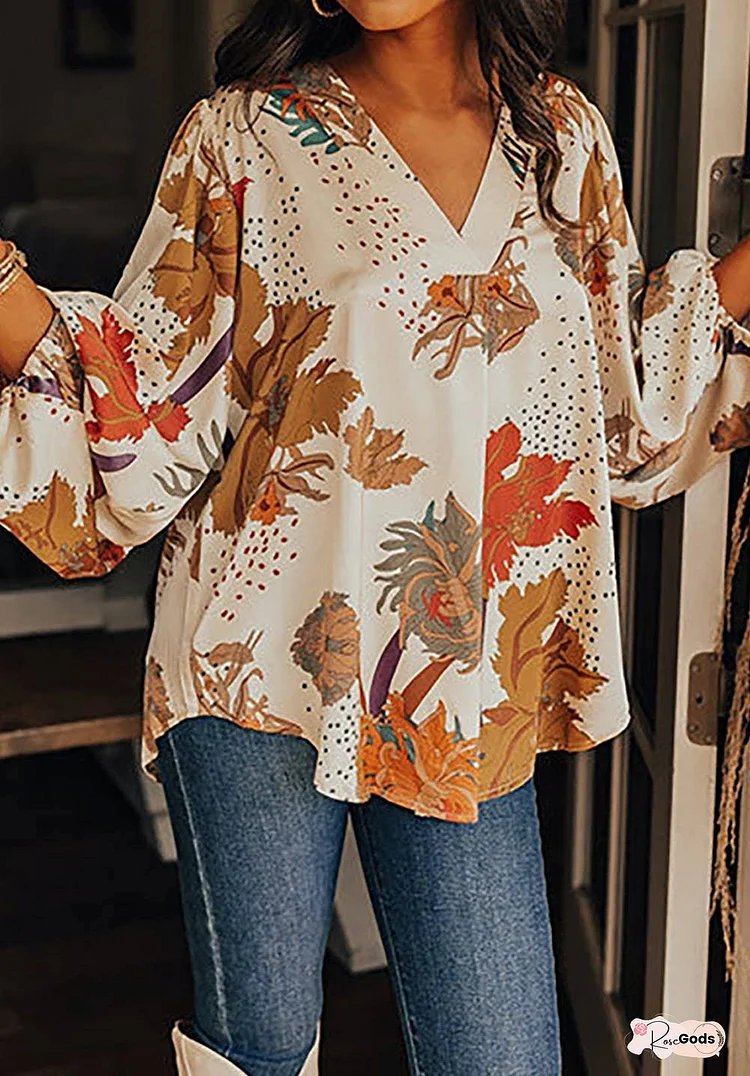 Rococo Floral Bubble Sleeve Top