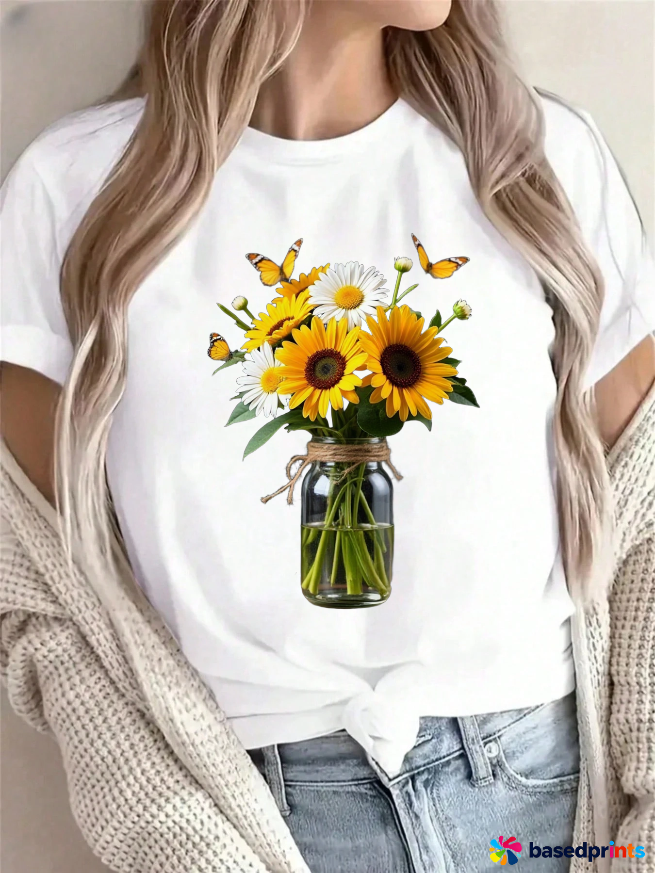 Summer Sunflower Print Short Sleeve T-Shirt Women Casual Tops