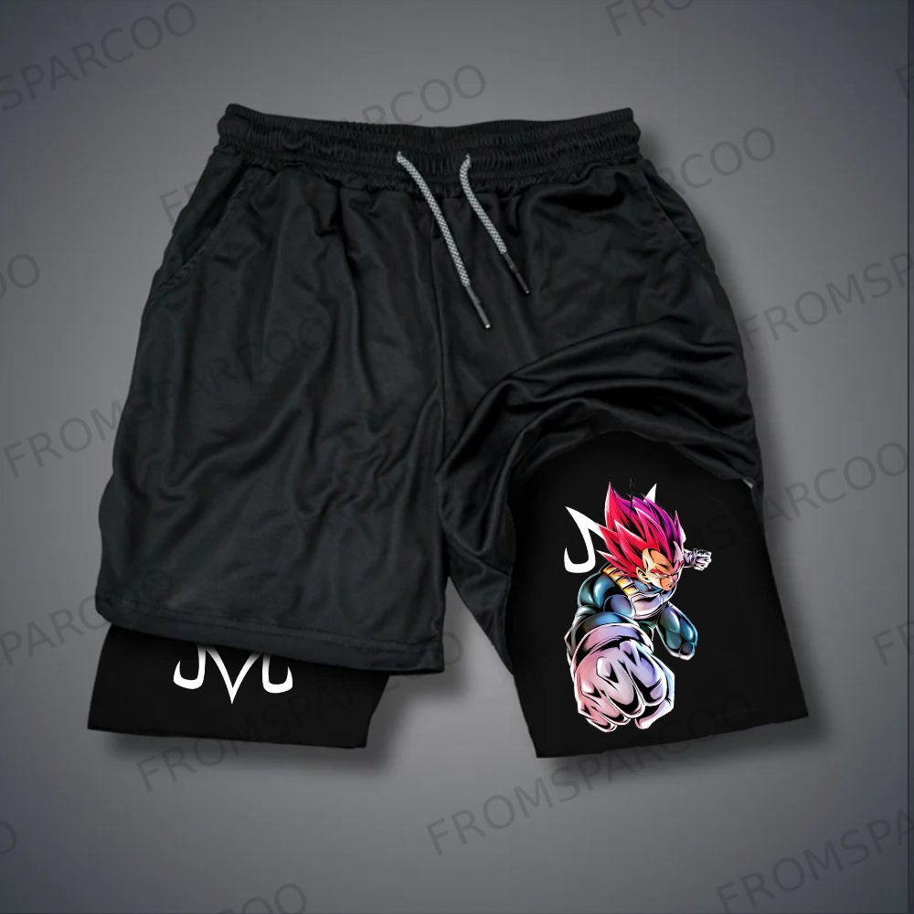 Men's Dragon Ball Anime Print Double Layer Gym Shorts