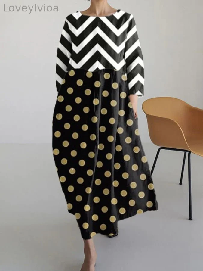 Women'S Casual Printed Round Neck Dress