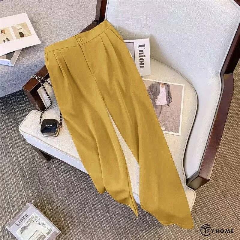 Relaxed Fit Solid Color Casual Wide Leg Pants | IFYHOME