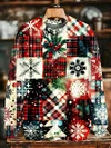 Christmas Tree Snowflake Plaid Print Casual Long-Sleeve Shirt