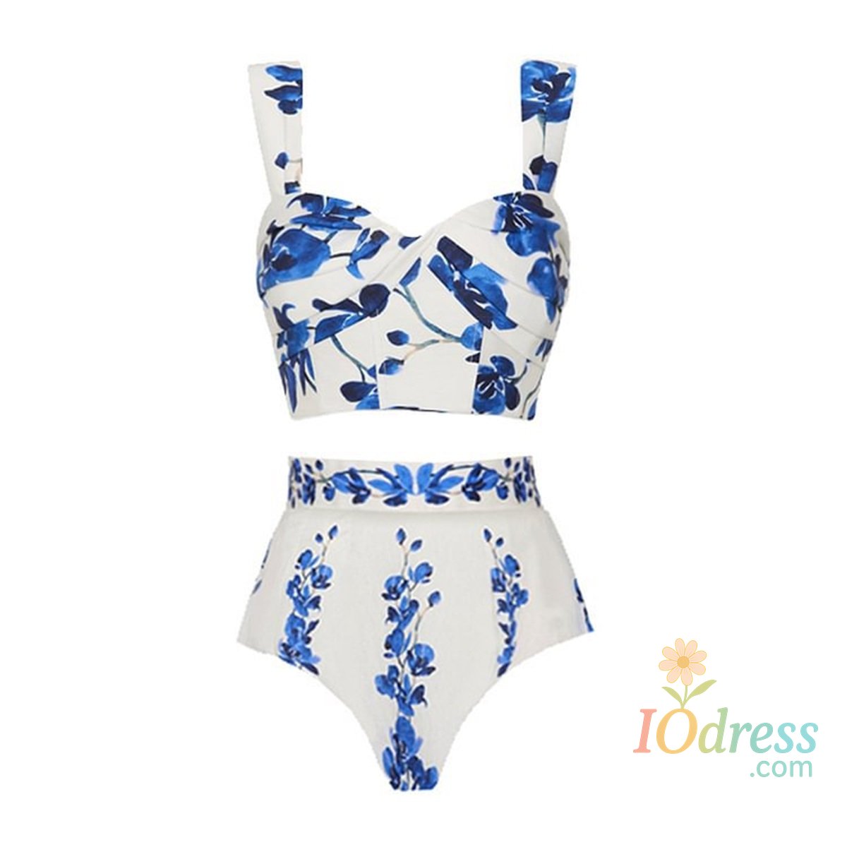 IO Dress 2Pcs Puff Sleeve Swimsuit With Mini Skirt Sexy Women Bikini Retro Printed Swimwear Push Up Biquini Female Bathing Suit Beachwear