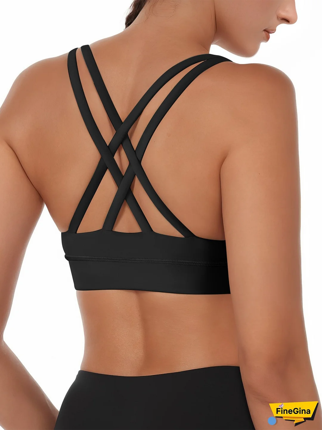 Women's High Support Racerback Sports Bra with Cross Strap Design - Full Coverage Wireless Padded Yoga Gym Workout Bra, Breathable Stretchy Nylon/Elastane Blend, Removable Pads & Scoop Neck for Low/Medium/High Impact, Pilates, Casual Attire