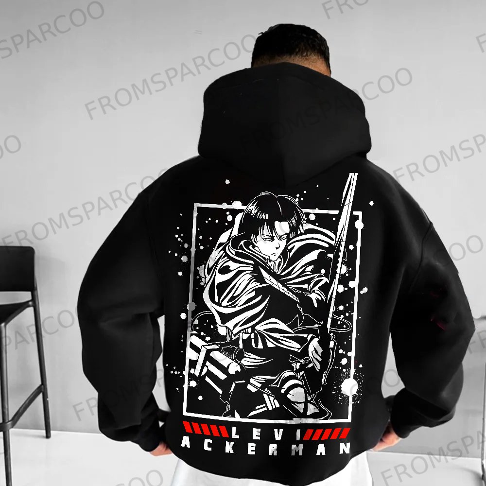 Unisex Oversized Attack on Titan Anime Print Hoodie