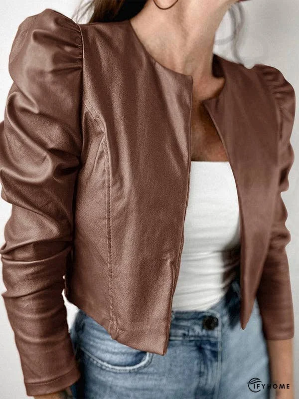 Long Sleeves Loose Pleated Solid Color Split-Joint Collarless Jackets Outerwear | IFYHOME