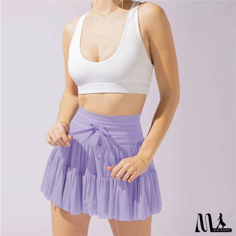 High Waist Belted Anti-Light Leakage Pleated Mini Skirt