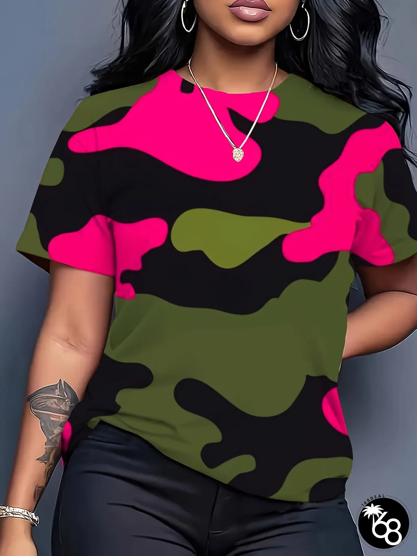 Womens Large Size T-Shirt Oversized Casual Tee Pink Green Black Relaxed Fit Everyday | 168DEAL