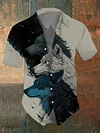 Unisex Cool Three-Color Wolf Print Casual T-shirt