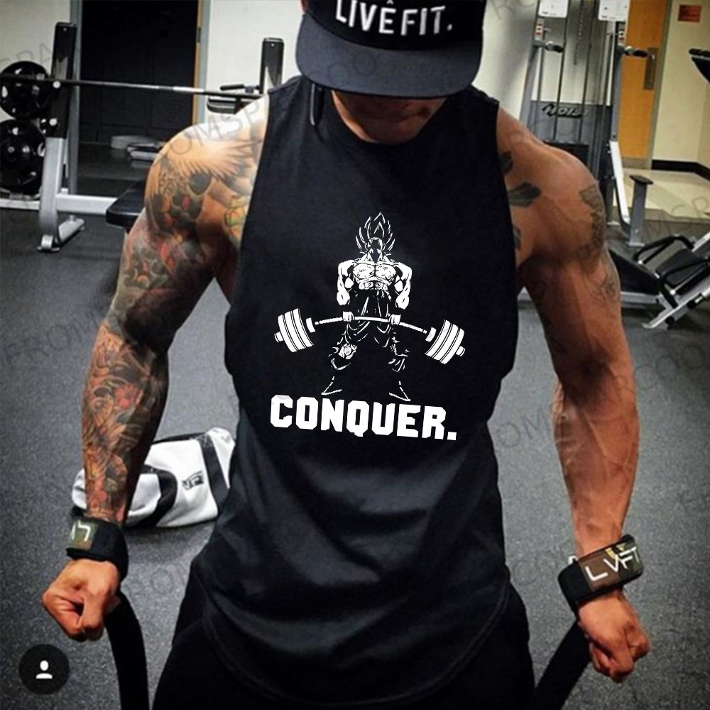Men's Casual Dragon Ball Anime Printed Fitness Tank Top