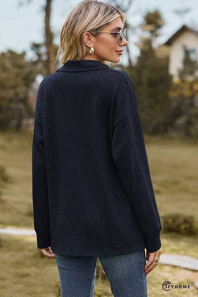 Johnny Collar Dropped Shoulder Blouse | IFYHOME