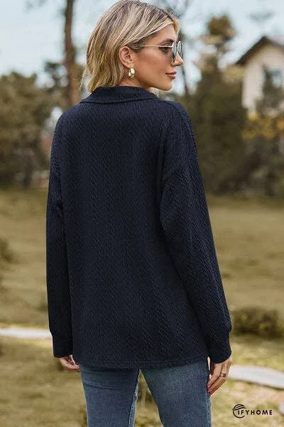 Johnny Collar Dropped Shoulder Blouse | IFYHOME