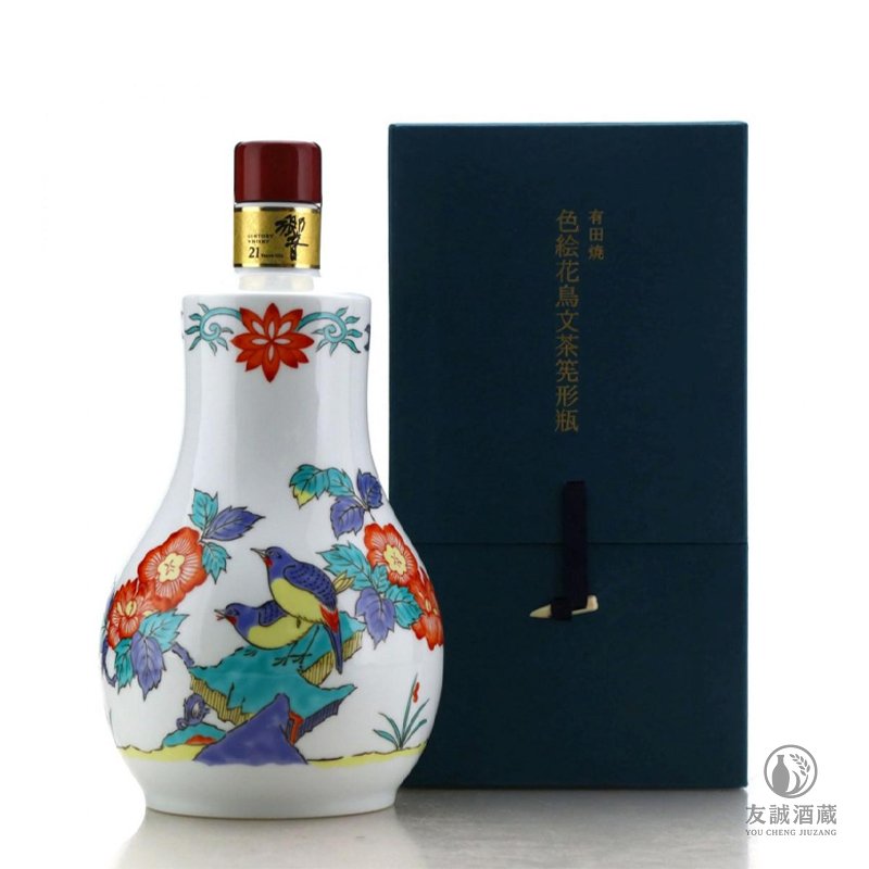 響Hibiki 21年有田燒色絵花鳥文茶筅形瓶 友誠酒藏