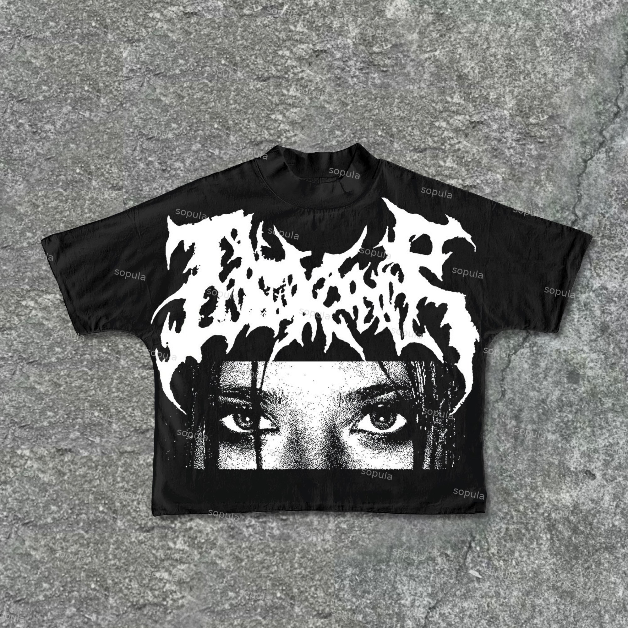 Vintage Y2k Eye Portrait Graphic 100% Cotton T-Shirt Cropped Tees - Sopula｜Premium Graphic Tees & Graphic Clothing